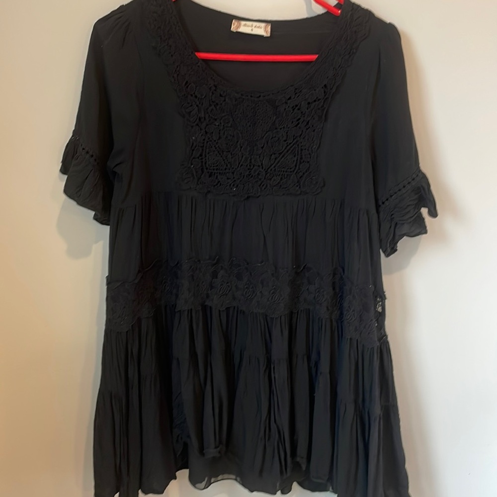 Altar’d State Small black dress,  swing dress, details, never worn, short sleeve